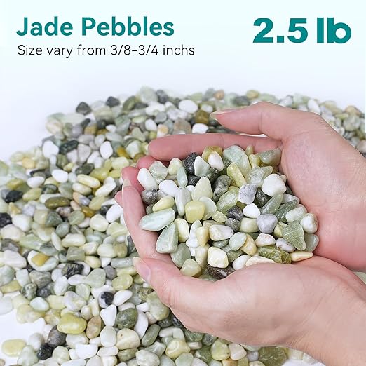 2.5 lbs Jade Pebbles for Indoor Plants, 3/8" Plant Rocks for Pots Indoor, Decorative Small Stones for Plants, Bamboo,Vase, Succulent, Highly Polished Small River Rocks-PawvioPets