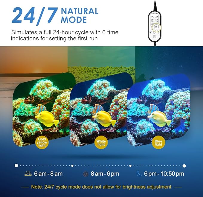 Aquarium Light,14W 24/7 Natural Mode,9 Light Modes(Water Grass Mode & 7 Colors & Cycle),Adjustable Timer and 7 Color Brightness - with Expandable Mounting Bracket for 12~18IN Fish Tank-PawvioPets
