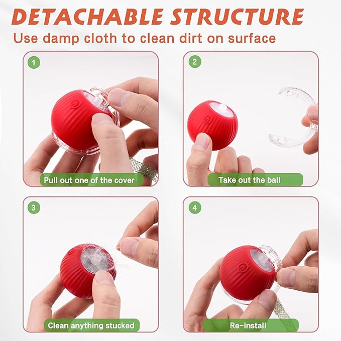 2 Packs Speed 2.0 Tail Interactive Cat Toys for Indoor Cats, Chirping & Motion Activate Cat Toy, Smart Kitten Rolling Ball Moving Ball Toys, Rechargeable Dog Cats Bal l for Enrichment Exercise-PawvioPets