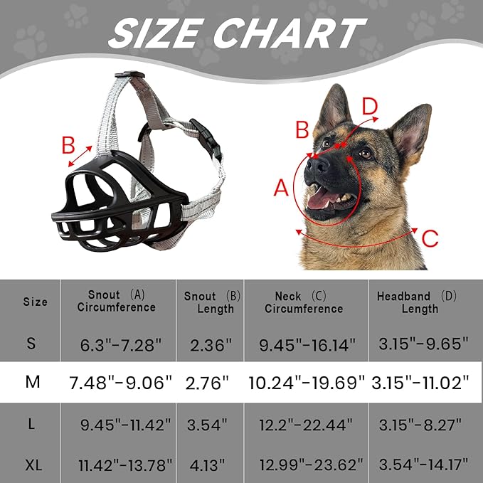 Dog Muzzle, Basket Muzzle for Small Medium Large Dogs, Anti-Biting and Chewing, Lightweight & Sturdy Cage Design, Allows Panting & Drinking, Ideal for Grooming & Training(Black Size M)-PawvioPets