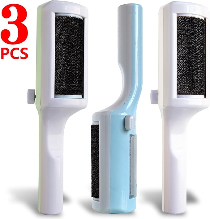 3 Packs Pet Hair Remover Roller Lint Brush and Reusable Lint Roller Dog & Cat Hair Remover for Rug, Furniture, Couch, Car, Carpet, Clothes and Bedding Multi-Surface Fur Removal Tool-PawvioPets