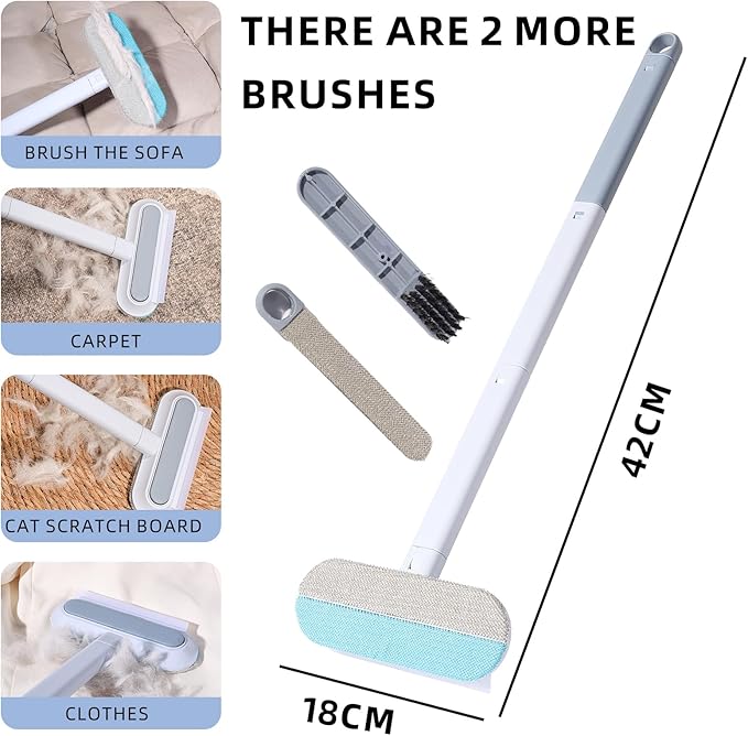 4-in-1 Pet Deshedding Tool for Cats and Dogs, a Multi-Functional pet Hair Remover. This extendable Dog and cat Hair Removal Brush is Suitable for Furniture, Sofas, and Carpets-PawvioPets