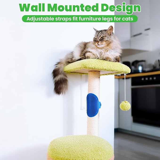 4Colors Cat Self Groomer for Indoor Cats, Wall Mounted Silicone Self Grooming Cat Brush for Long Short Hair, Cat Face Scratchers Cat Corner Massage Comb for Kitten Sofa Chair Leg Scratching Post Cover-PawvioPets