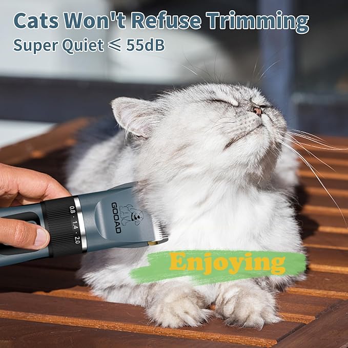 Cat Clippers, Professional Grooming Kit, Cordless Clippers for Thick Coats, Hair Trimmer, Low Noise Shaver Quiet Pet Tools Cats Dogs (Blue), 1.0 Count-PawvioPets