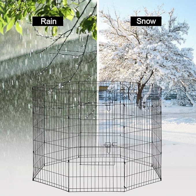 48 Tall Dog Playpen Crate Fence Pet Play Pen Exercise Cage -8 Pane-PawvioPets