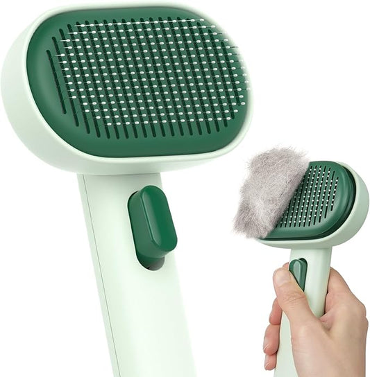 Aumuca Cat Brush for Shedding, Cat Brushes for Indoor Cats, Horses Grooming Deshedding Brush for Dog Kitten Horse Massage Removes Loose Fur, Forest Green-PawvioPets