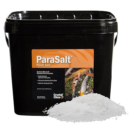 CrystalClear ParaSalt Outdoor Pond & Water Garden Rock Salt Crystals, Fish Parasite Control, Beneficial Stress Reducing & Slime Coat Treatment, Natural Aquatic Additive, Koi, Plants & Pet Safe, 20 lbs-PawvioPets