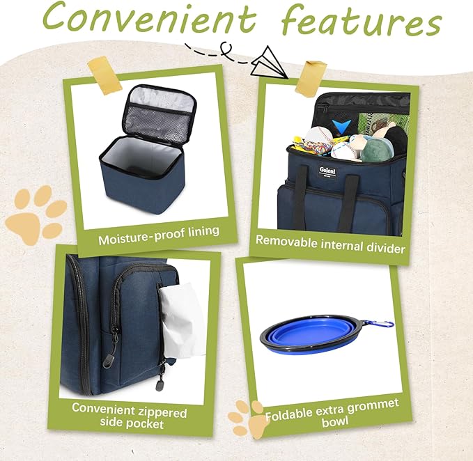 Dog Travel Bag Airline Approved–Pet Travel Tote with Collapsible Bowls,Food Containers & Feeding Mat–Multi-Pocket Organizer for Dogs & Cats, Durable & Water-Resistant for Hiking,Trips,Outdoors-PawvioPets