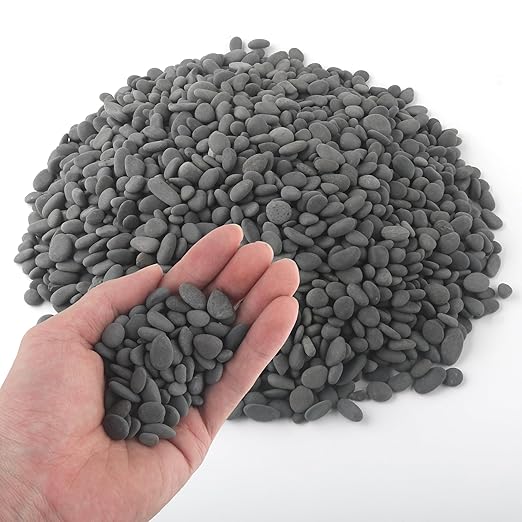5 lbs Mexican Beach Pebbles, 0.3-0.6 Inch Small Pebbles for Pots Indoor Plants, Succulent, Vase, Fish Tank, Decorative River Rocks for Garden Landscaping, Home Decor, Outdoor Paving, Grey-PawvioPets