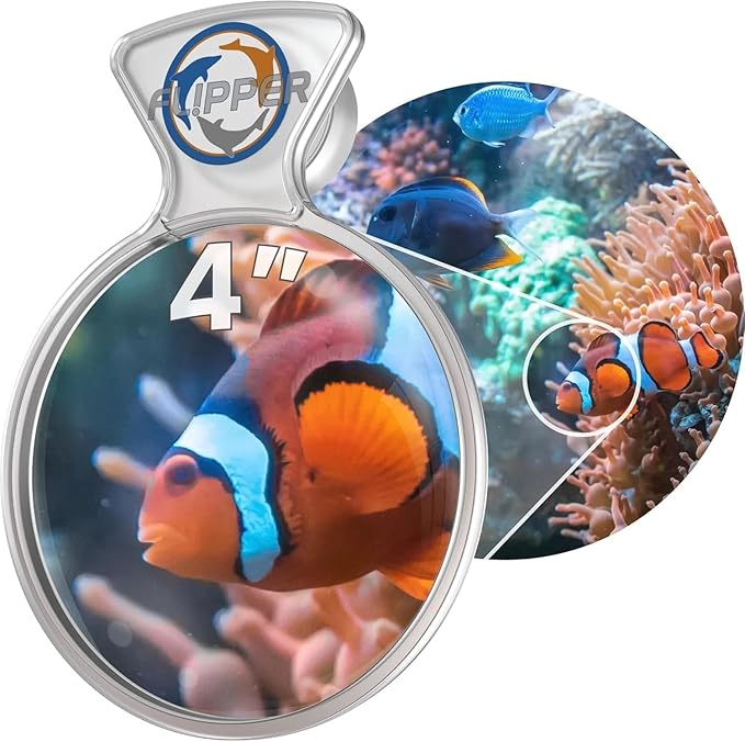 Flipper DeepSee 4" Viewer - Filter Clear Lens and Aquarium Magnetic Magnifier - Fish Tank Magnifying Glass for Coral Reef Aquarium - Magnetic Magnifying Glass Ideal for Photography - Clear-PawvioPets