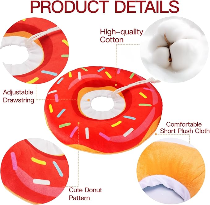 Cat Cone Collar Soft, Cute Cat Donut Collar After Surgery, Adjustable Kitten Recovery Cones to Stop Licking, Lightweight Neck Elizabethan Collars for Cats Kittens (Red, Medium)-PawvioPets