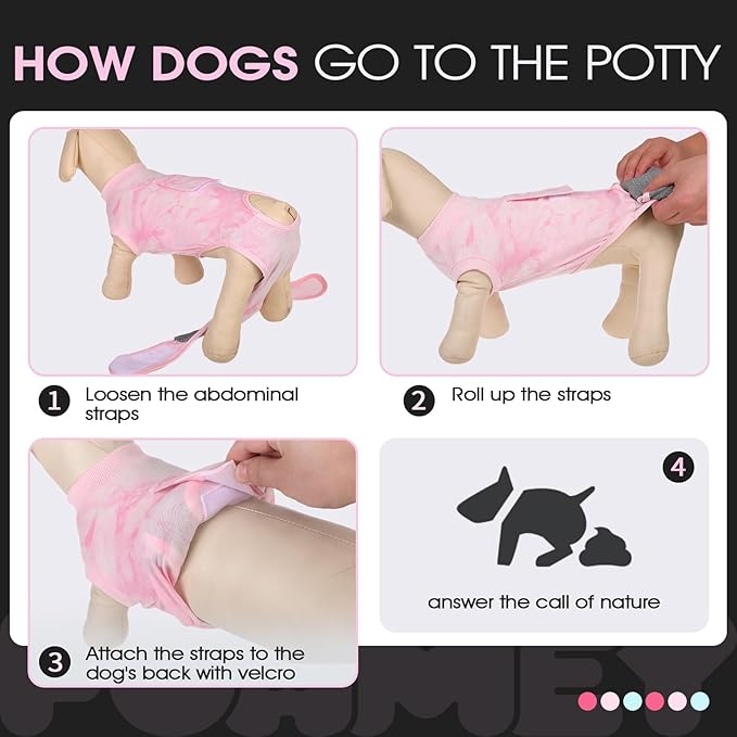 FUAMEY Recovery Suit for Dogs After Surgery,Soft Breathable Dog Bodysuit E-Collar & Cone Alternative Surgical Suit,Male Female Dog Neuter Spay Suits Anti Licking Wounds Onesie Pink Tie Dye XL-PawvioPets