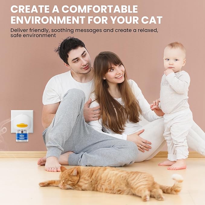 Cat Calming Diffuser, Cat Pheromones Calming Diffuser, Multicat Calming Diffuser, Relaxing Pheromone for Cat Relief Stress Anxiety Fighting Scratching, 2 Diffuser 4 Refill(48ml)-PawvioPets