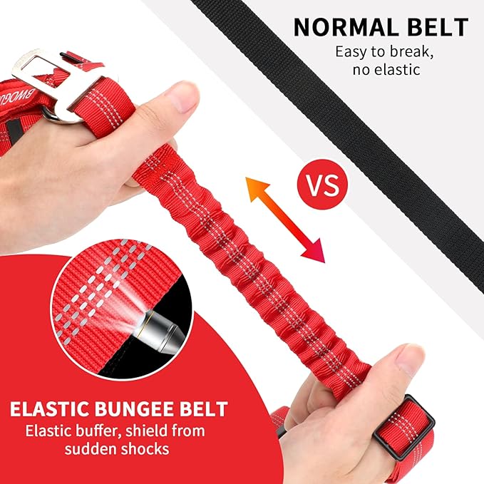 BWOGUE 2 Piece Dog Seat Belt for Car with Elastic Bungee Buffer Safety Seatbelt Car Headrest Restraint Wear Adjustable Metal Buckle Harness in Vehicle Travel for Pet-PawvioPets