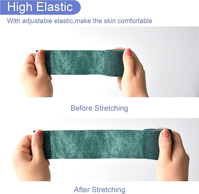 9 Pack 2" x 5 Yards Self Adhesive Bandage Wrap Self Stick Wrap for Ankle, Wrist, Finger, Sports, Breathable Cohesive Vet Tape for Pets (Dark Green)-PawvioPets