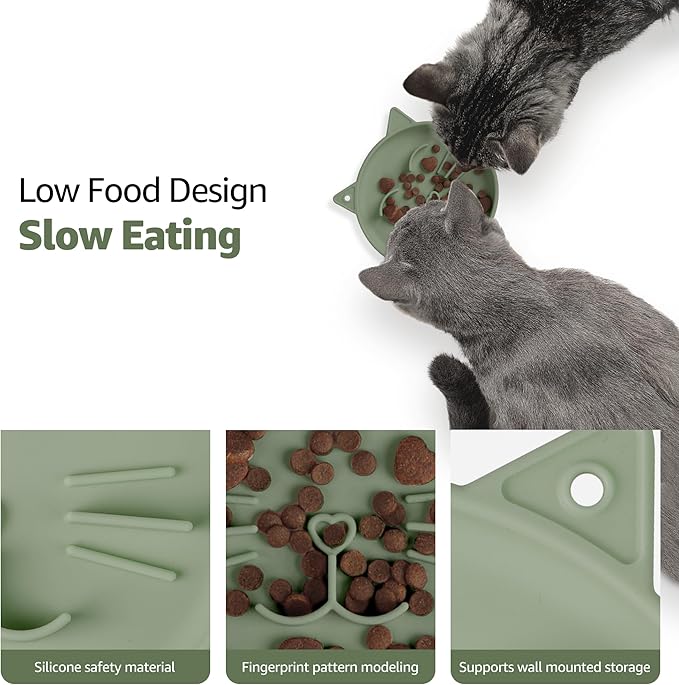 Coomazy Silicone Slow Feeder Dog Cat Bowls, Interactive Puzzle Toy for Pets Dry/Wet Food Training, Keeps Dogs Cats Busy, Prevents Puppy Kitty Overeating (Green, 0.8 Cup)-PawvioPets