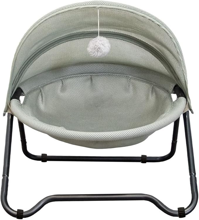Cat Bed Cat Hammock Bed Elevated cat Bed, Comfortable and Breathable Pet Bed with Awning and Plush Toy, No-Tools Assemble, Cover Removable and Washable, Suitable for Indoor and Outdoor Use-PawvioPets