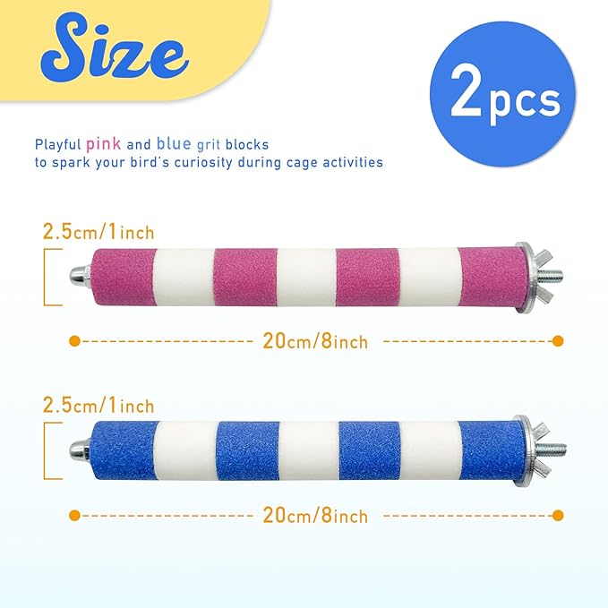 Bird Perches for Cage Bird Cage Accessories Toys Parrot Sand Paw Grinding Stick for Budgies Lovebirds Cockatiels Conures Quakers Small to Medium Birds-PawvioPets