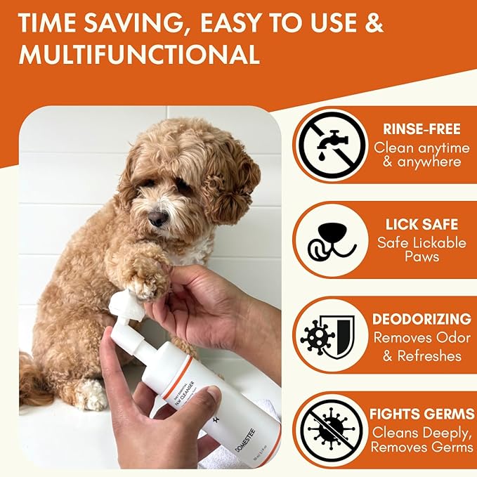 Dog Paw Cleaner | Gentle & PH-Balanced | Dog Paw Wash for All Breeds | Nourishing Formula with Aloe Vera | Portable & Easy-to-Use | Paw Cleaning Foam with Silicone Brush - 5.1 Fl Oz-PawvioPets
