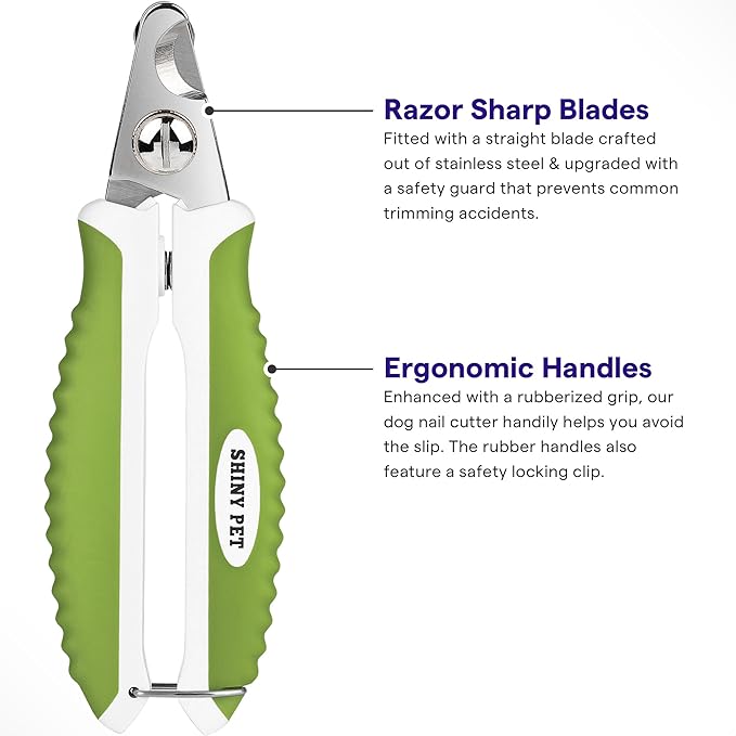 Dog Nail Clippers with Safety Guard - Pet Nail Clippers for Medium and Small Breed - Protective Nail Cutter, Safe Claw Trimmer, Ergonomic Toenail Scissors - Ebook Guide-PawvioPets