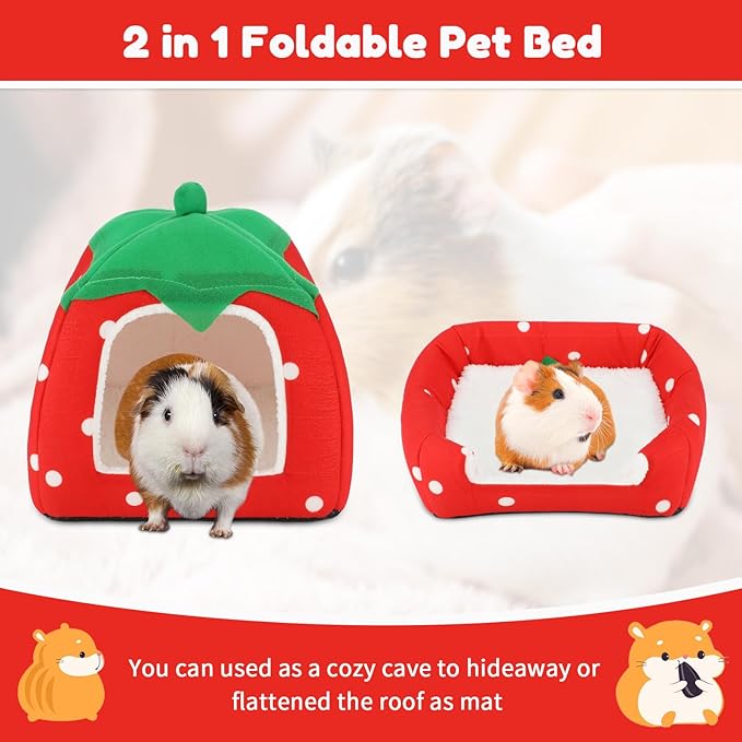 BWOGUE Guinea Pig House Bed Cozy Hamster Cave Large Hideout for Dwarf Rabbits Hedgehog Bearded Dragon Winter Nest Hamster Cage Accessories-PawvioPets