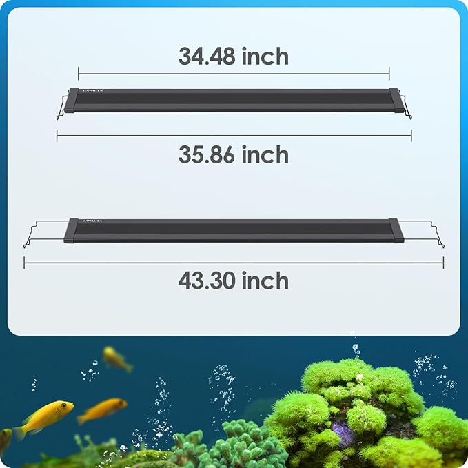 Aquarium Light, 36W 24/7 Lighting Cycle, Sunrise/Daylight/Moonlight Mode and Custom Mode with Expandable Bracket, Adjustable Timer and 7 Color Brightness for 36~42IN-PawvioPets