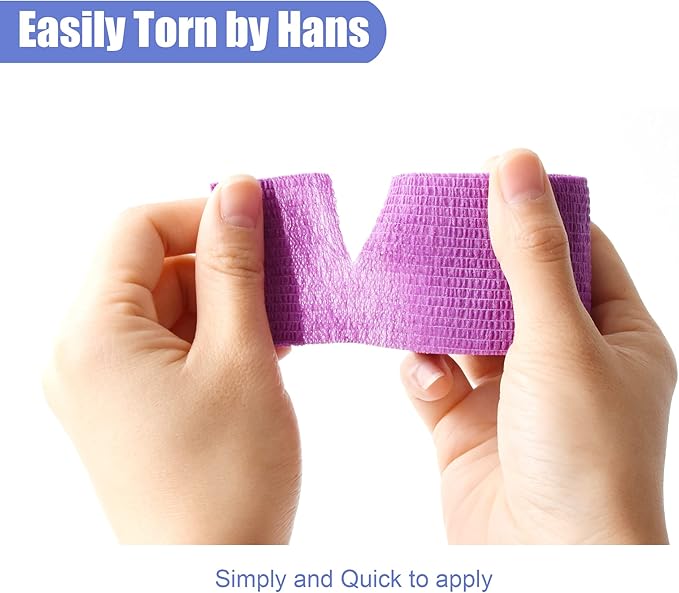 9 Pack 2" x 5 Yards Self Adhesive Bandage Wrap Self Stick Wrap for Ankle, Wrist, Finger, Sports, Breathable Cohesive Vet Tape for Pets (Purple)-PawvioPets