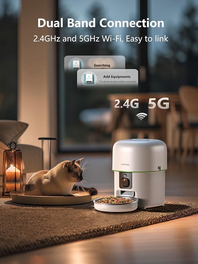 Automatic Cat Feeder with Camera - 5G WiFi Auto Cat Food Dispenser, 1080P HD Video with Night Vision, 1-15 Meals, 1-99 Portions, 2-Way Audio, Keeps Food Fresh, Timed Pet Feeder Also for Dogs-PawvioPets