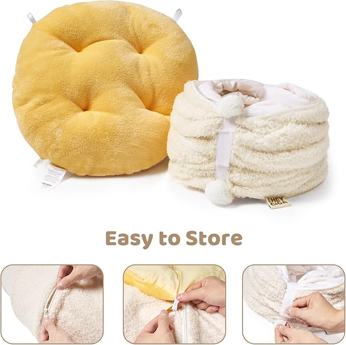 EHEYCIGA Cat Tunnel Bed for Indoor Cats, Cute Cat Donut Toy Tunnel for Small Large Cats with Washable Circle Cushion, Peekaboo Pet Cave Play Tunnel for Kitten, Puppy, Rabbit-PawvioPets
