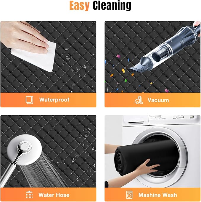 Dog Car Seat Cover for Back Seat, Dog Car Bed Cover with Strong Hard Bottom, Car Back Seat Extender Hammock for Car SUV Truck,4 Panels Black Large Size-PawvioPets