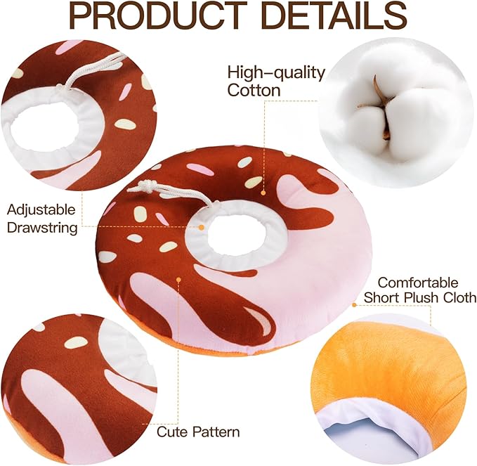 Cat Cone Collar Soft, Cute Cat Donut Collar After Surgery, Adjustable Kitten Recovery Cones to Stop Licking, Lightweight Neck Elizabethan Collars for Cats Kittens (Chocolate, Large)-PawvioPets