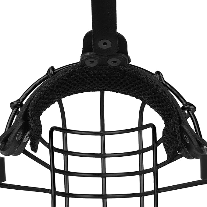 German Shepherd Dog Muzzle Metal Basket for Medium Large Dogs Adjustable Durable Leather Straps Secure Wire Mask for Biting Chewing Barking (Black, L - Size)-PawvioPets