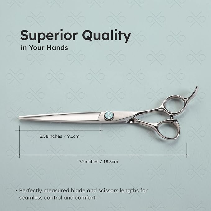 7" Dog Grooming Scissors – Handcrafted, Ergonomic, VG10 Stainless Steel for Sharper, Tougher, Better Edge Retention, Lightweight Shears with 3D Convex Blade for Dogs and Cats-PawvioPets