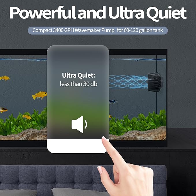 2100 GPH Wave Maker for Aquarium, Ultra Quiet DC 24V Fish Tank Powerhead with Strong Magnet Suction Base, Circulation Water Pump Wavemaker with Controller and LED Display for 30-70 Gallon Tank-PawvioPets