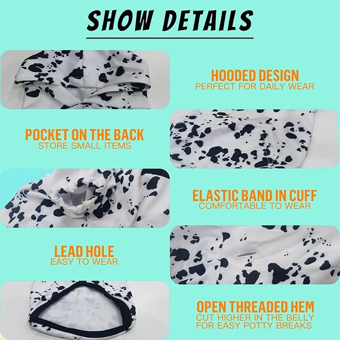 Dalmatian Hoodie, Cute Halloween Cosplay Winter Costume With Pocket, Dalmatians Print Clothes for Medium Large Dogs-PawvioPets