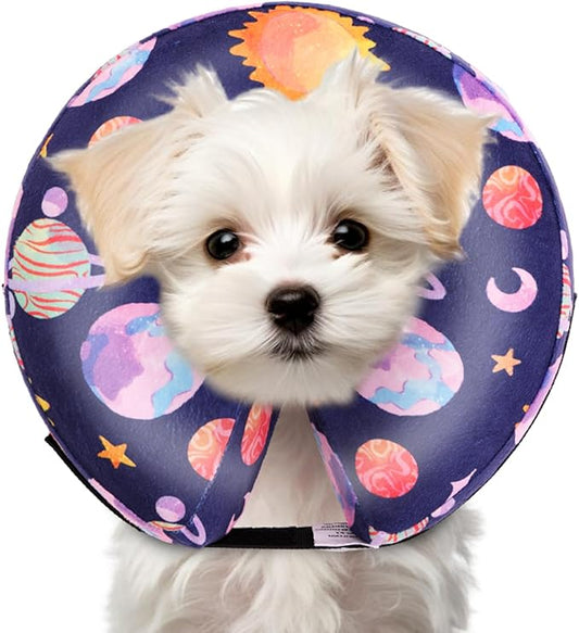 CuteBone Inflatable Soft Dog Cone with Removable Fleece Covers for Small/Medium/Large Dogs and Cats After Surgery GWB11S-PawvioPets