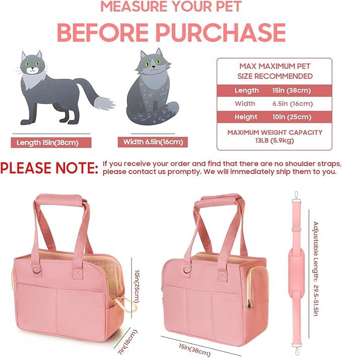 Dog Carriers for Small Dogs, Soft Sided Folding Small Dog Carrier for Dogs Medium Cats Puppies up to 13 Lbs, Washable Breathable Puppy Carrie Carrier for Outdoor Travel (Small Pink)-PawvioPets
