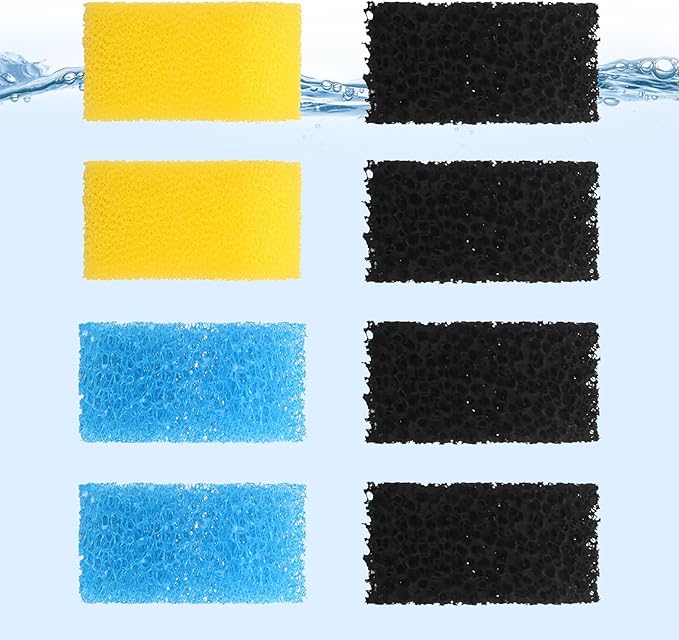 AquaMiracle Aquarium Filter Replacement Sponge, Fish Tank Filter Replacement Parts, Including 2 x Coarse Sponge, 2 x Fine Sponge & 4 x Carbonized Sponge (for Model: QF088/QF188/QF288)-PawvioPets