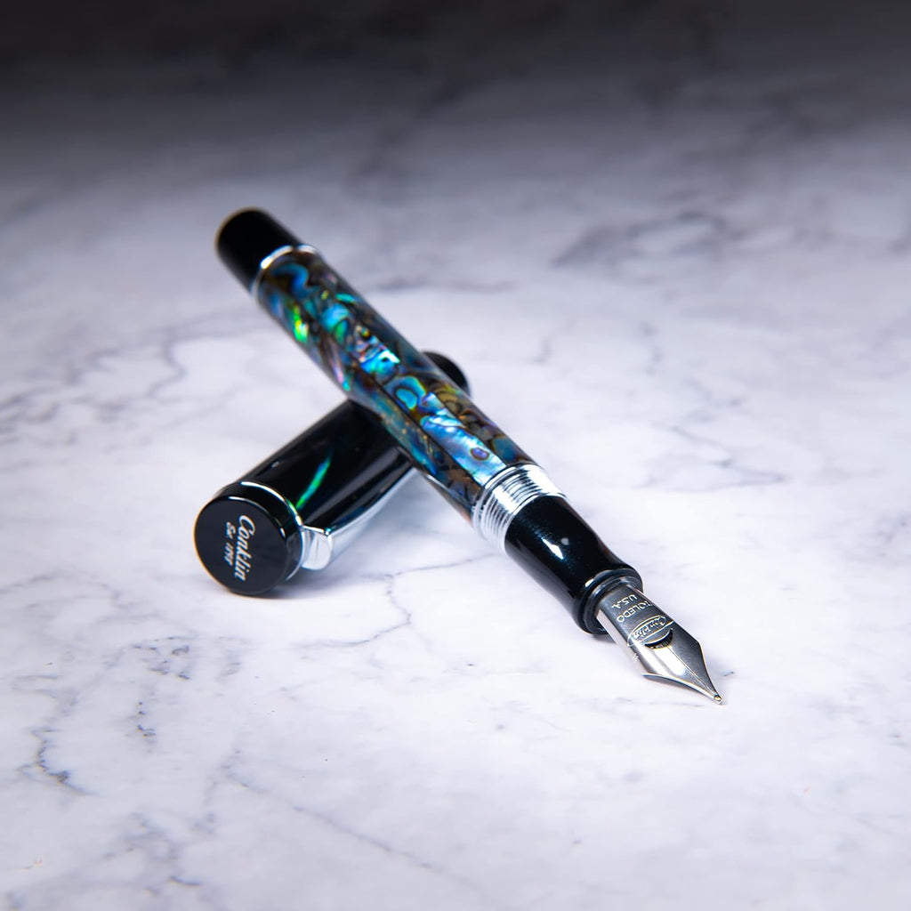 Conklin Duragraph Fountain Pen Abalone Nights - Fine Nib, Luxury Writing Instrument with Stunning Abalone Finish