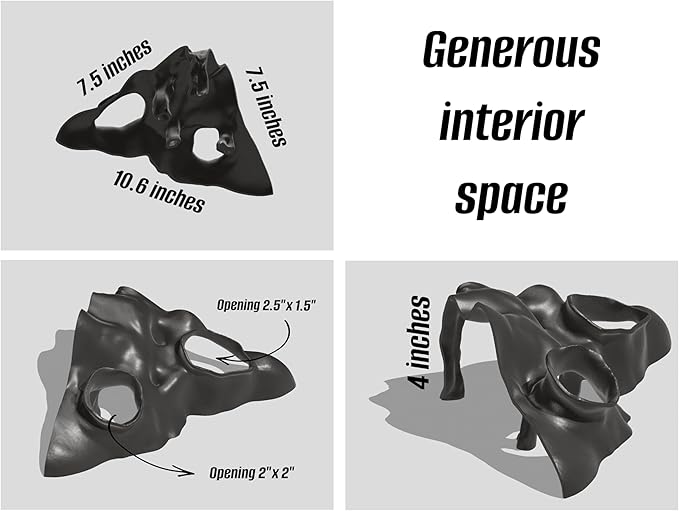 Aquarium & Terrarium Corner Cave – Faux Mangrove Root Hideout for Fish, Shrimp, Geckos, Snakes – Natural-Look Reptile Tank Decor in Textured Root Style (Charcoal, 7.5" x7.5''x4)-PawvioPets