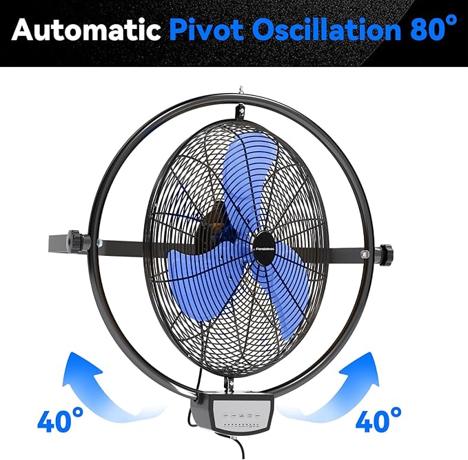 20 IN 5500 CFM Remote Control Wall Mount Fan, 3 Speed High Velocity Wall Fan with Timer, Oscillation & Tilting, Air Circulator for Garage, Commercial, Greenhouse, Warehouse & Gazebo Use, UL Listed-PawvioPets