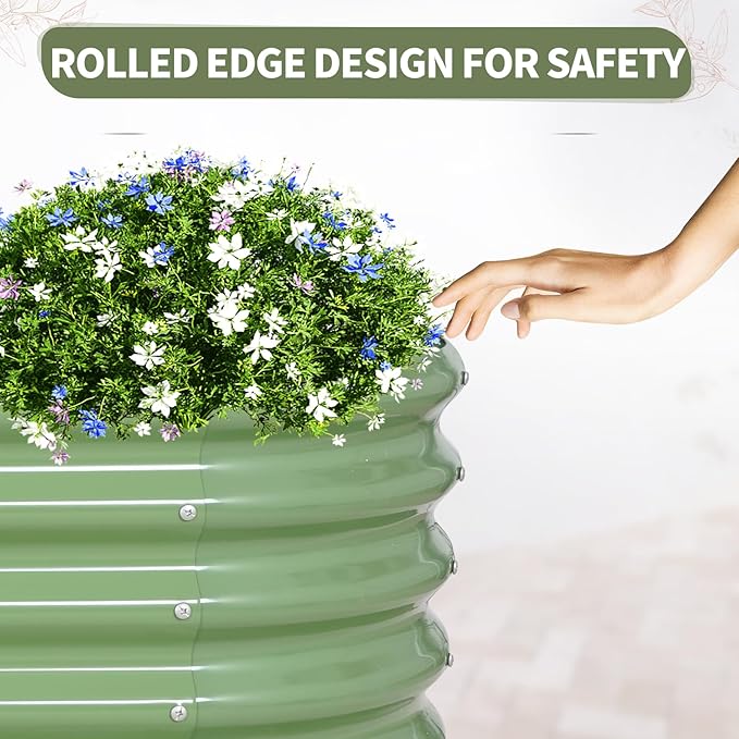 Galvanized Raised Garden Bed Outdoor- 2 Pcs Raised Beds for Gardening| Metal Planter Box, Steel Raised Garden Bed Kit with Gloves for Vegetables, Flower, Herbs (6x2x1.4FT, Green)-PawvioPets