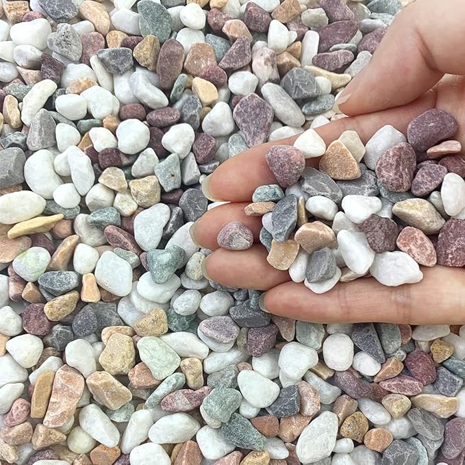 5 lbs Natural Mixed Color Gravel Pebbles, 3/8 Inch Decorative Succulent Rocks Pebbles for Plants, Stones for Vase, Landscaping and Outdoor Garden Decorative River Rock-PawvioPets