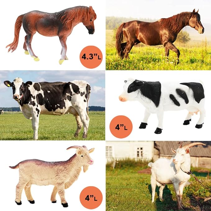 3 Pack Farm Toy Tractor with 40pcs Plastic Animals Figurines and Fence Playset, Farm Figures Farmer Vehicle Toy Truck with Trailer for 3-12 Years Old Kids Boys Girls Toddlers-PawvioPets