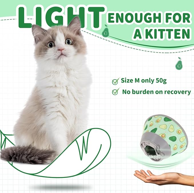 Cat Cone Collar Soft, Comfortable Cat Recovery Collar Pet Cone for Small Large Cats, Lightweight Elizabethan Collar for Cats Kittens After Surgery Prevent from Licking Wounds, Green, S-PawvioPets