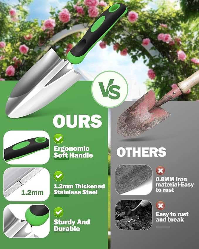 Garden Tools Set, 8 in 1 Heavy Duty Garden Tools Kit, Stainless Steel Ergonomic Gardening Hand Tool with Upgraded Bag, Gardening Supplies Gift for Women, Kid, Organizer-PawvioPets