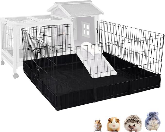 Bunny Playpen Indoor & Outdoor, Rabbit Playpen with Waterproof Liner, Extension Guinea Pig Cages for Small Animals (Playpen Only)-PawvioPets