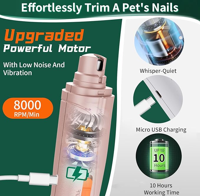 2 in 1 Cat Nail Clippers & Dog Nail Clippers Trimmers for Large Medium Small Dogs Cats Claw Trimmer Quick Sensor and Safety Guard USB Rechargeable with 2 LED Lights Dogs Nail Trimmer-PawvioPets