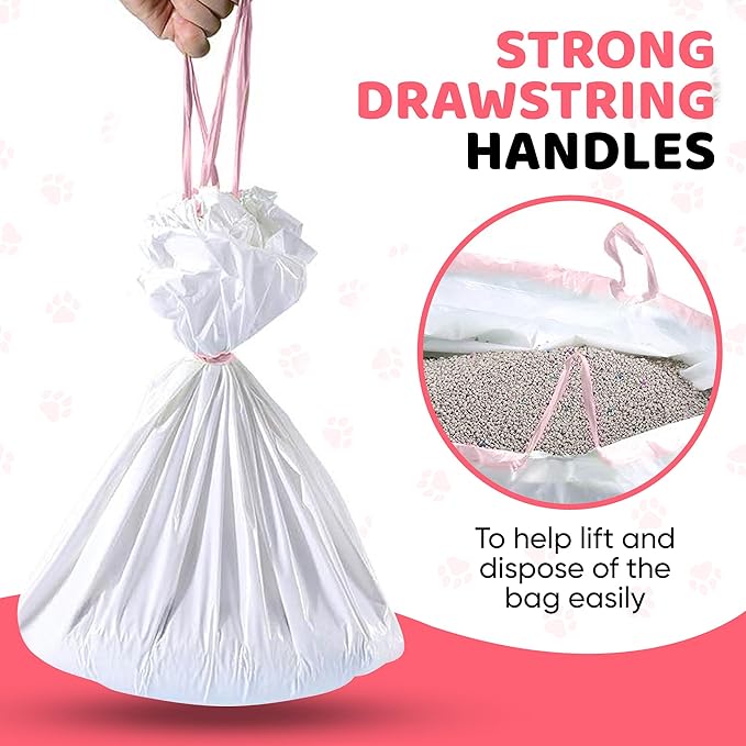 Cat Litter Box Liners 30 Count Drawstring Kitten Waste Bag-PawvioPets