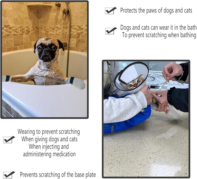 4 PCS Cat Mittens to Prevent Scratching,Mesh Breathable Cat Shoes,Adjustable Cats Anti Scratch Gloves,Suitable for Cats When Bathing and Nail Trimming (Grey, L)-PawvioPets